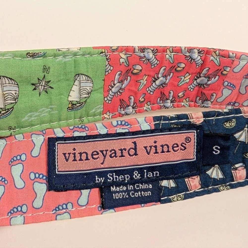 Vineyard Vines Patchwork Nautical D-Ring Belt Lobster Sailboat Cotton Size S